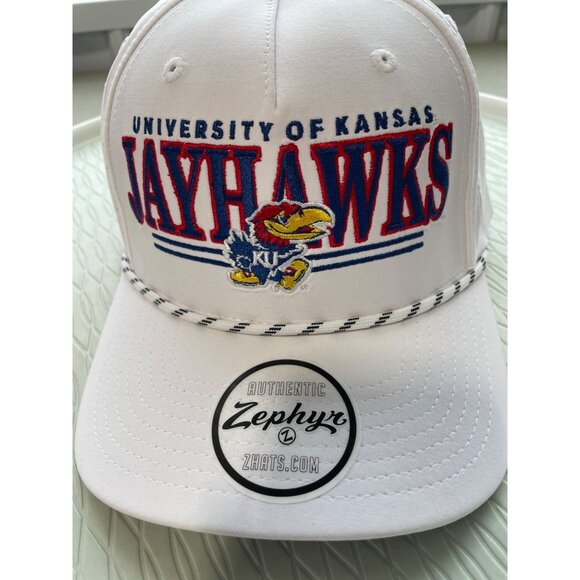 Zephyr Kansas Jayhawks Rope Baseball Cap One Size Snapback Perforated White NEW - Picture 3 of 7